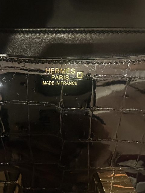 Hermes Constance 黑金亮面鱷魚片大康，全新全配，購證、特殊皮證🈶，現貨在台 縮圖 2