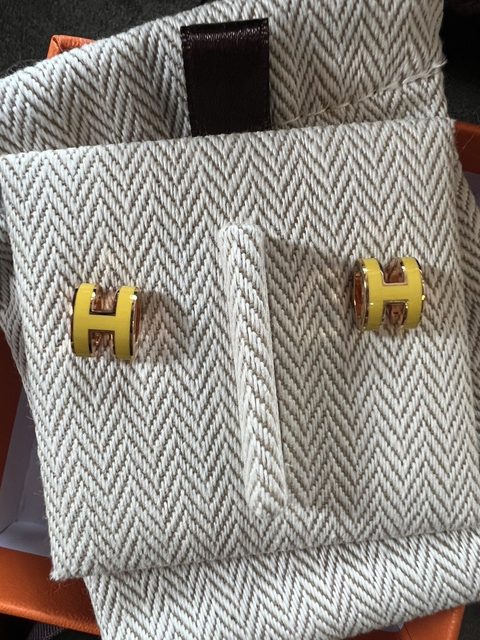 Hermes mini pop h耳環，招財黃色，現貨在台