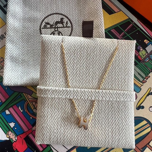 Hermes mini pop h項鍊，奶茶灰金鏈，全新商品，現貨在台