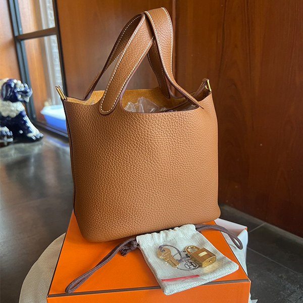 Hermes picotin 18金棕金扣，全新全配，W刻印 價格內洽