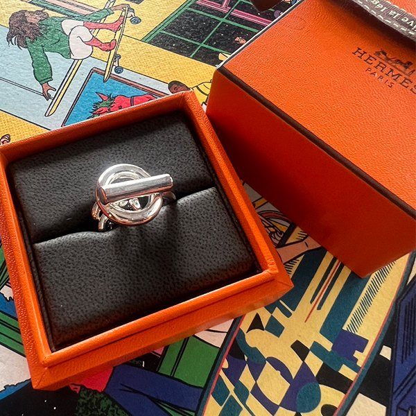 Hermes 小Q純銀戒指，碼51，適合來呦，全新商品，現貨在台